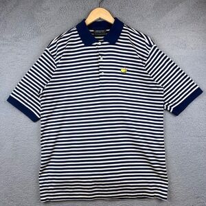 MASTERS COLLECTION Mens Striped Polo Shirt Navy White Golf Masters Logo Size M